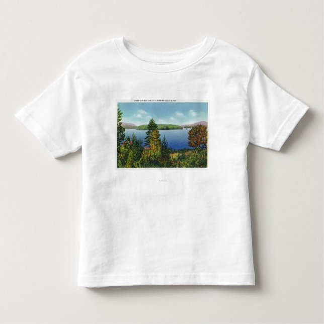 Camiseta Infantil Ilha de Eagle e mais baixa opinião do lago Saranac (Frente)