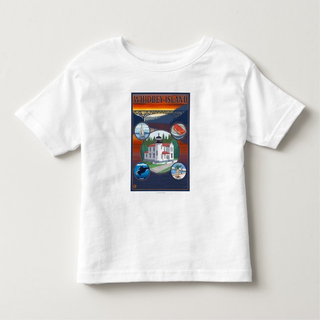 Camiseta Infantil Ilha de Whidbey, poster de viagens de (Frente)
