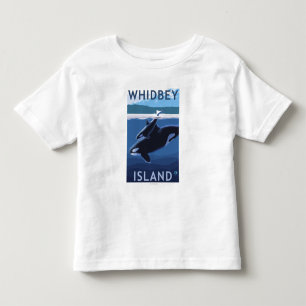 Camiseta Infantil Ilha, WashingtonOrca e vitela de Whidbey