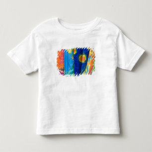 Camiseta Infantil Ilhas Cook, Rarotonga. Tecido batik Punanga Nui