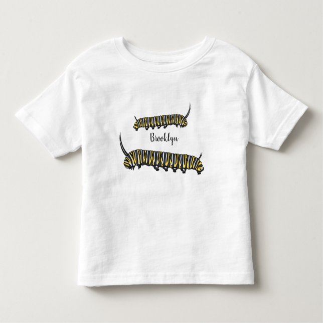 Camiseta Infantil Ilustração da cartoon da lagarta monarca (Frente)
