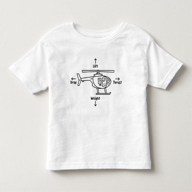 Camiseta Infantil Ilustração das Forças do Helicóptero Quatro (Frente)