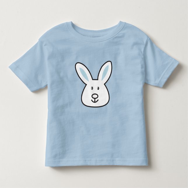 Camiseta Infantil Ilustração de Coelho da Páscoa Azul Pastel (Frente)
