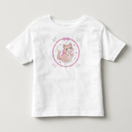 Camiseta Infantil Ilustração de desenho à mão de gato gordo em desen
