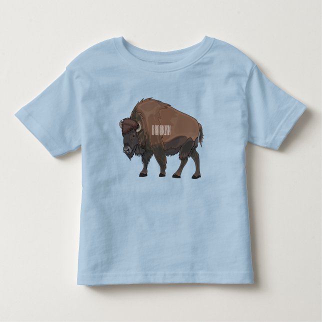 Camiseta Infantil Ilustração de desenho animado Bison (Frente)