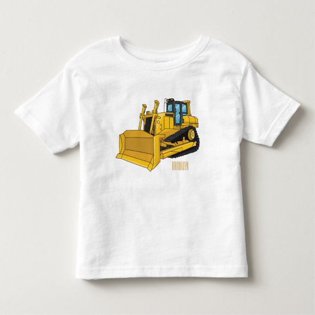 Camiseta Infantil Ilustração de desenho animado Bulldozer (Frente)