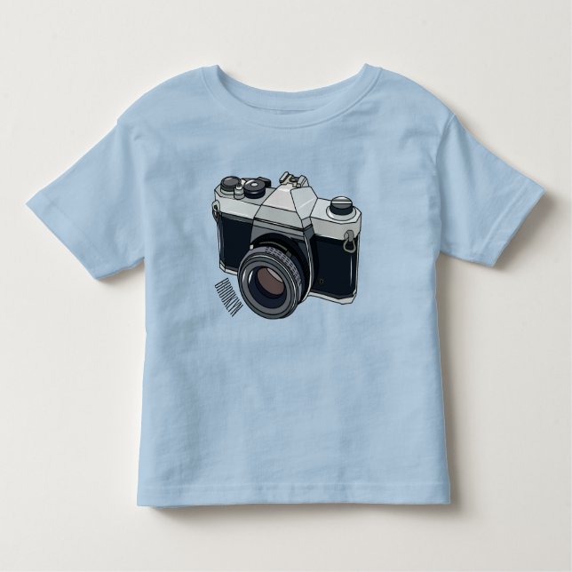 Camiseta Infantil Ilustração de desenho animado com câmera de filme (Frente)