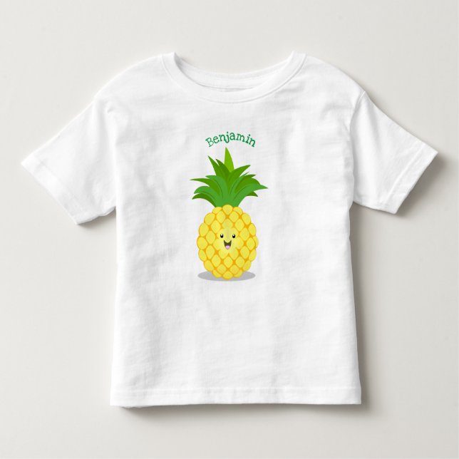 Camiseta Infantil Ilustração de desenho animado de abacaxi (Frente)