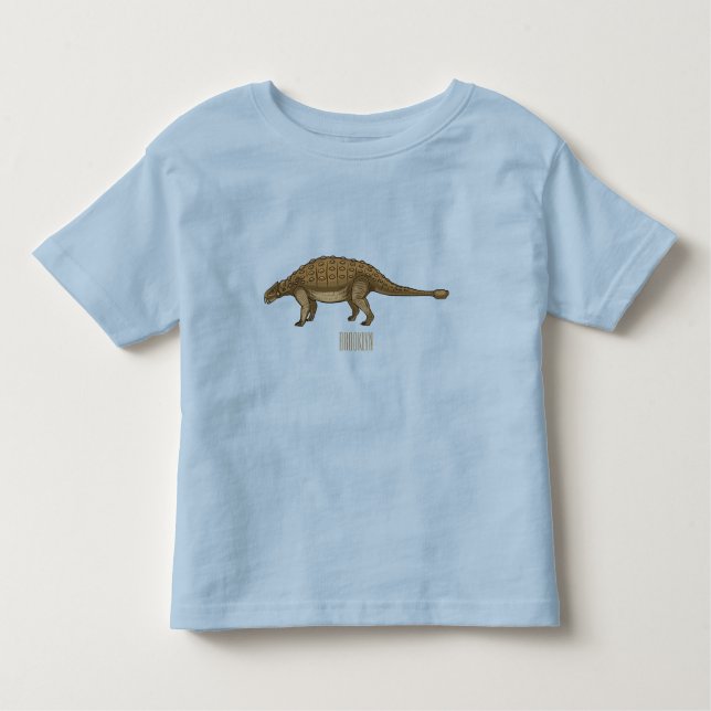 Camiseta Infantil Ilustração de desenho animado de Ankylosaurus (Frente)