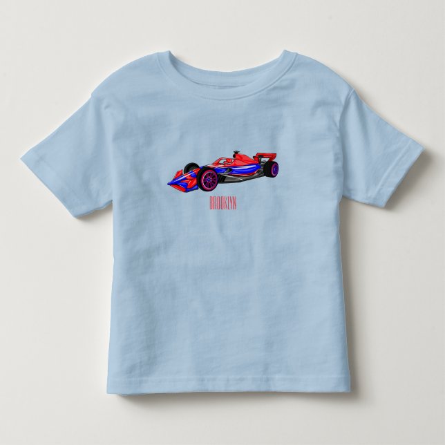 Camiseta Infantil Ilustração de desenho animado de automóveis de cor (Frente)