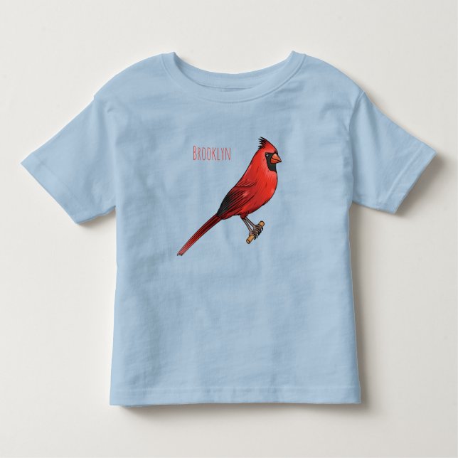 Camiseta Infantil ilustração de desenho animado de aves cardeal nort (Frente)