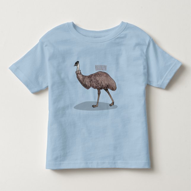 Camiseta Infantil Ilustração de desenho animado de aves da Emu (Frente)