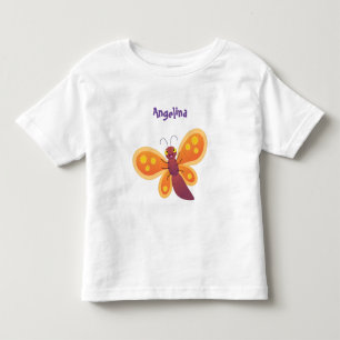 Camiseta Infantil Ilustração de desenho animado de borboleta laranja