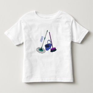 Camiseta Infantil Ilustração de desenho animado de Broom & mop