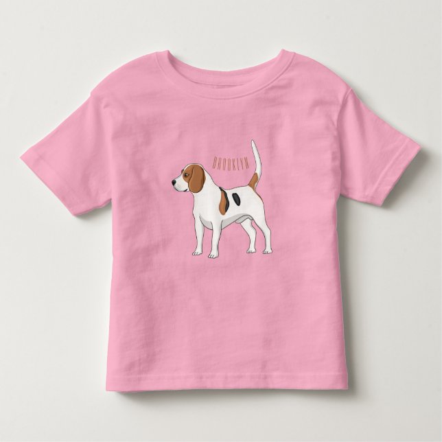 Camiseta Infantil Ilustração de desenho animado de cachorro Beagle (Frente)