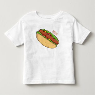 Camiseta Infantil Ilustração de desenho animado de cachorro quente