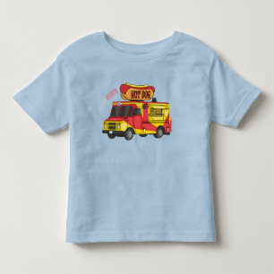 Camiseta Infantil Ilustração de desenho animado de caminhão com comi