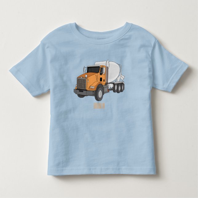 Camiseta Infantil Ilustração de desenho animado de caminhão misturad (Frente)