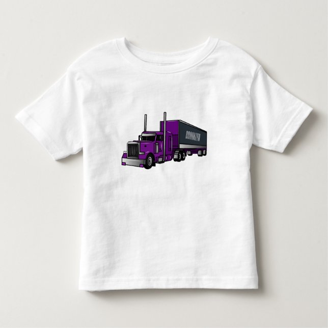 Camiseta Infantil Ilustração de desenho animado de caminhão semirreb (Frente)