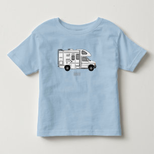 Camiseta Infantil Ilustração de desenho animado de Campervan