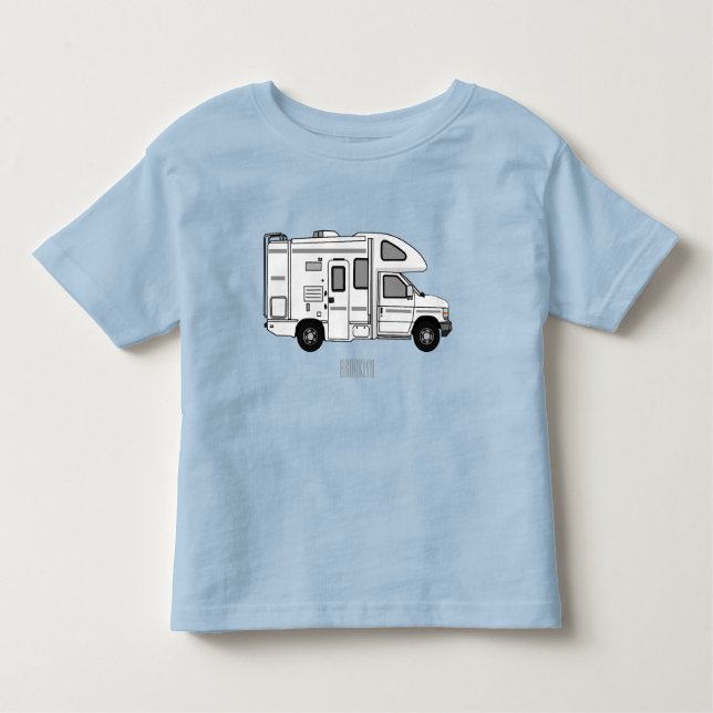 Camiseta Infantil Ilustração de desenho animado de Campervan (Frente)