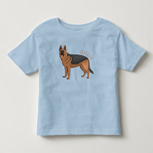 Camiseta Infantil ilustração de desenho animado de cão german shephe