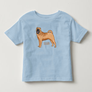 Camiseta Infantil Ilustração de desenho animado de cão Shar-Pei chin