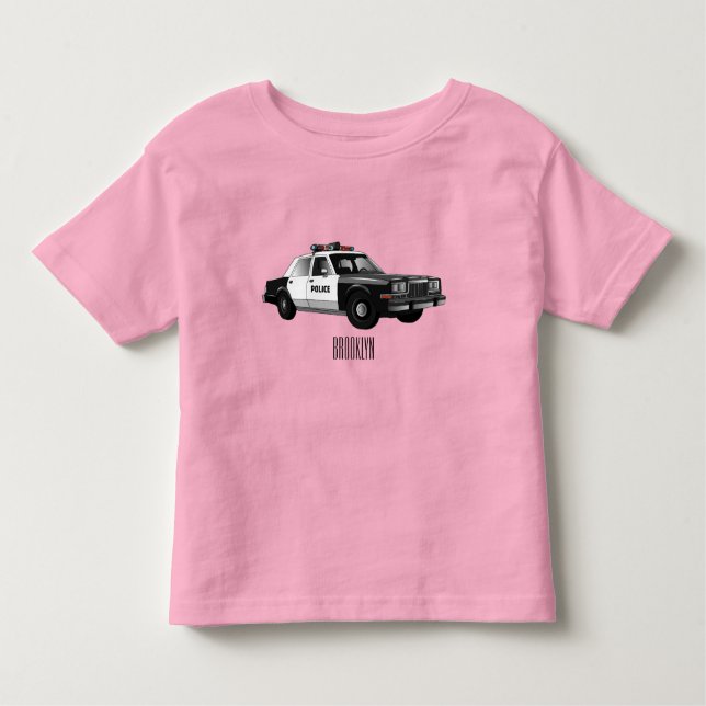 Camiseta Infantil Ilustração de desenho animado de carro da polícia (Frente)
