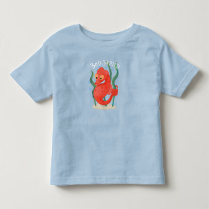 Camiseta Infantil Ilustração de desenho animado de cavalo marinho 