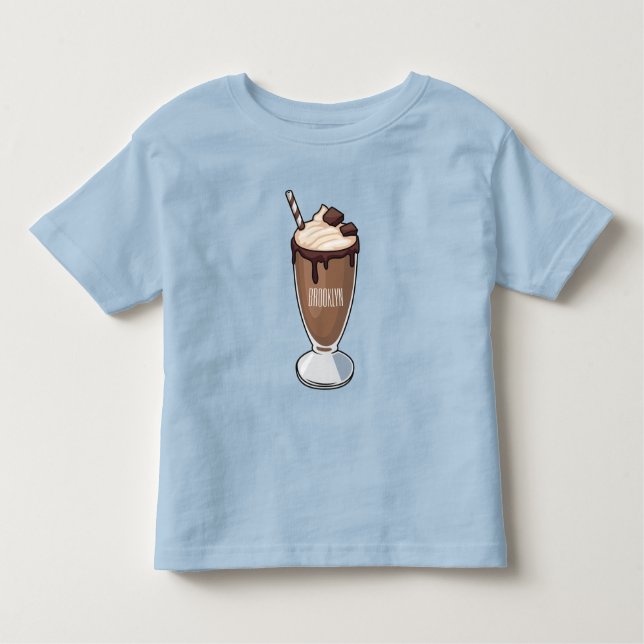 Camiseta Infantil Ilustração de desenho animado de Chocolate Milksha (Frente)