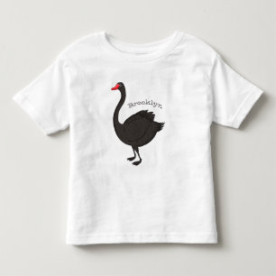 Camiseta Infantil Ilustração de desenho animado de cisne preto