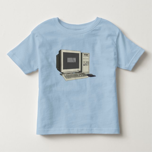 Camiseta Infantil Ilustração de desenho animado de computador (Frente)