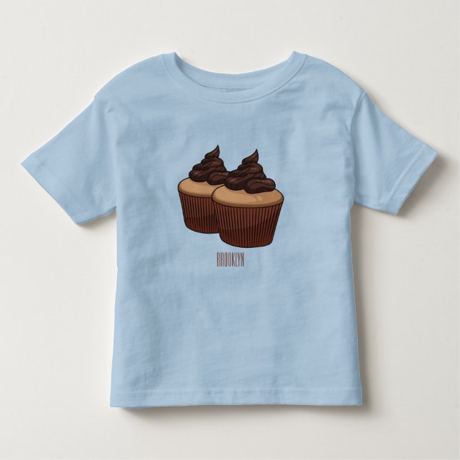 Camiseta Infantil ilustração de desenho animado de cupcake (Frente)
