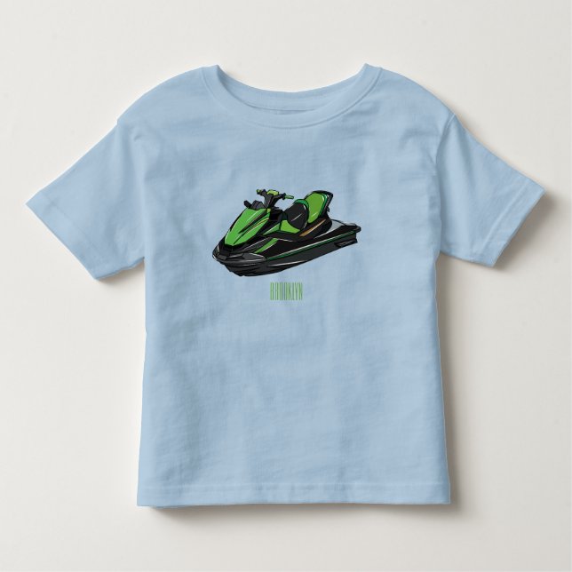 Camiseta Infantil Ilustração de desenho animado de esqui jet (Frente)