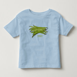 Camiseta Infantil Ilustração de desenho animado de feijão verde