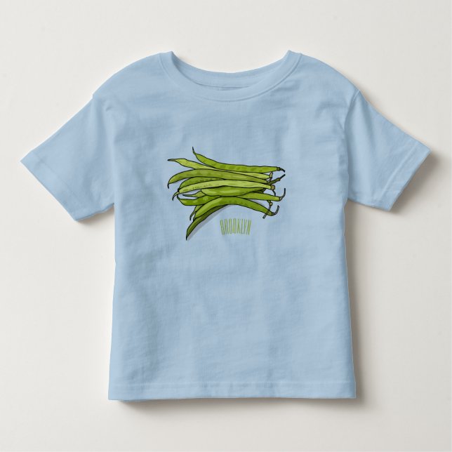 Camiseta Infantil Ilustração de desenho animado de feijão verde (Frente)