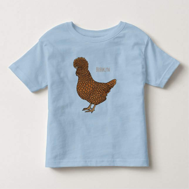 Camiseta Infantil Ilustração de desenho animado de frango polado Cha (Frente)