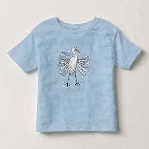 Camiseta Infantil ilustração de desenho animado de garça-branca-gran