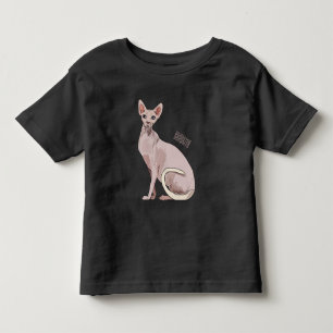 Camiseta Infantil Ilustração de desenho animado de gato esphynx
