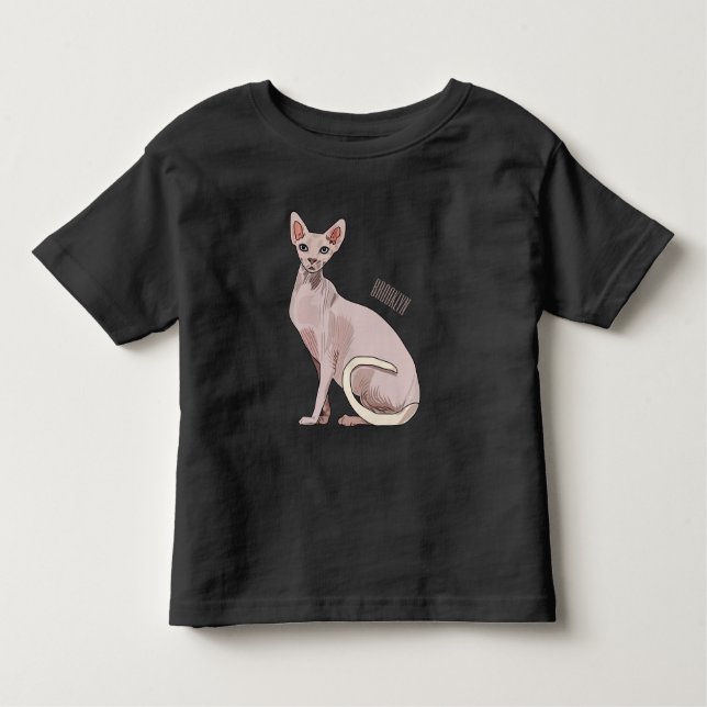 Camiseta Infantil Ilustração de desenho animado de gato esphynx (Frente)