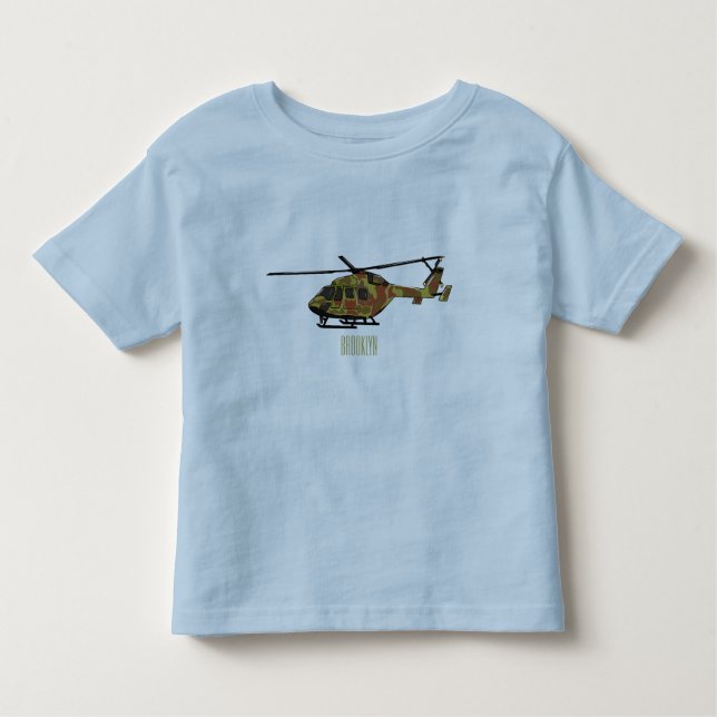 Camiseta Infantil Ilustração de desenho animado de helicóptero do ex (Frente)