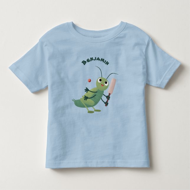 Camiseta Infantil Ilustração de desenho animado de insetos de críque (Frente)
