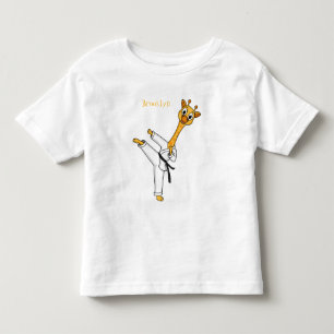 Camiseta Infantil Ilustração de desenho animado de Kung Fu girafa