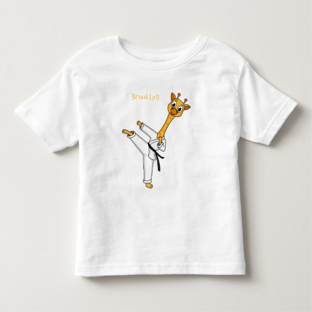 Camiseta Infantil Ilustração de desenho animado de Kung Fu girafa (Frente)
