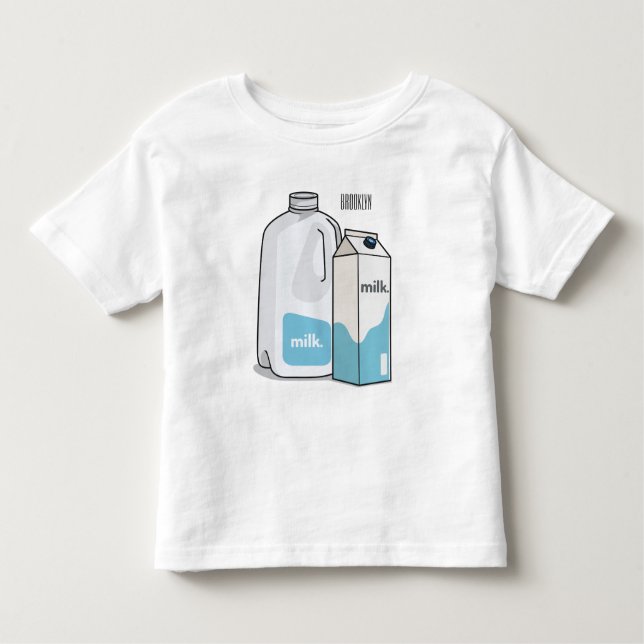 Camiseta Infantil Ilustração de desenho animado de leite (Frente)
