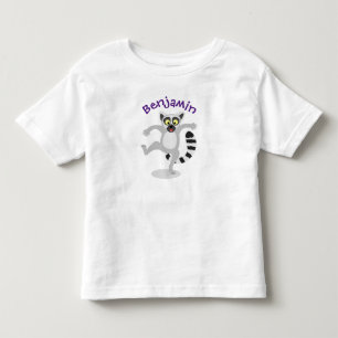 Camiseta Infantil Ilustração de desenho animado de lêmur de cauda de