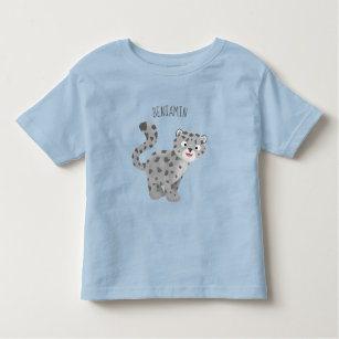 Camiseta Infantil Ilustração de desenho animado de leopardo-da-neve