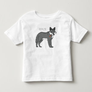 Camiseta Infantil Ilustração de desenho animado de lobo cinzento com