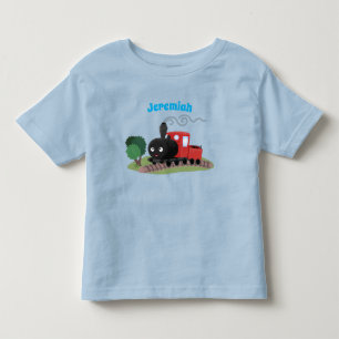 Camiseta Infantil Ilustração de desenho animado de locomotiva de com