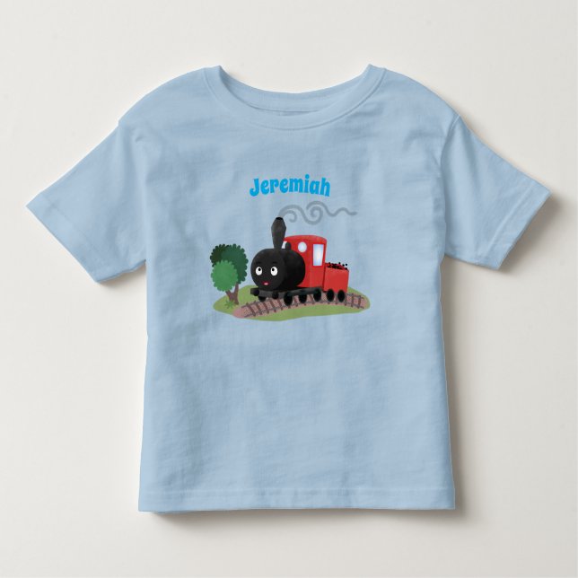 Camiseta Infantil Ilustração de desenho animado de locomotiva de com (Frente)